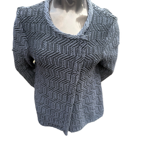 Loft Women's Blue & Black Knitted Sweater Size Large EA109